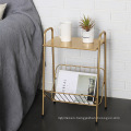 Nordic Accent Furniture Wrought Iron Ins Golden Sofa Two-Tier Storage Side Coffee Tea Table